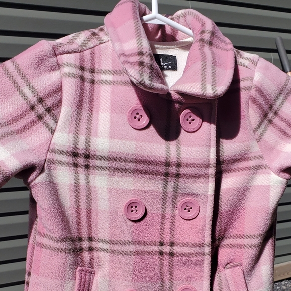 Pink Plaid Peacoat - Picture 2 of 3